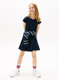Blue Interlock Fit And Flare Slim Dress  Girls