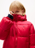 Red Shiny Relaxed Hooded Puffer Jacket  Girls