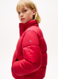 Red Shiny Relaxed Hooded Puffer Jacket  Girls
