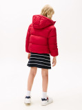 Red Shiny Relaxed Hooded Puffer Jacket  Girls