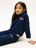 Blue Pantaloni Jogger Varsity Cu Croiala Larga Si Logo  Fete