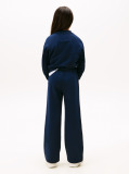 Blue Pantaloni Jogger Varsity Cu Croiala Larga Si Logo  Fete