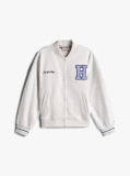 Grey Varsity Back Logo Oversized Bomber Jacket  Girls