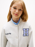 Grey Varsity Back Logo Oversized Bomber Jacket  Girls