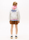 Grey Varsity Back Logo Oversized Bomber Jacket  Girls
