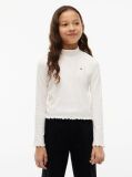 White Ribbed Extra Slim Mock Neck Top  Girls