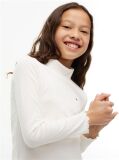 White Ribbed Extra Slim Mock Neck Top  Girls