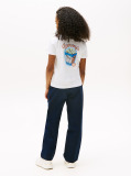 Alb Tricou Cu Grafica Pe Spate  Fete