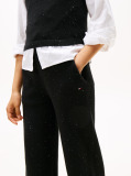Negru Pantaloni Largi Cu Snur  Fete