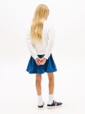 White Hoodie with Round Collar and Flock Logo  Girls