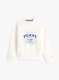 White Hoodie with Round Collar and Flock Logo  Girls