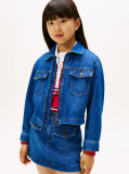 Blue Jacheta Din Denim Cu Fermoar Zip-Thru  Fete