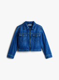 Blue Jacheta Din Denim Cu Fermoar Zip-Thru  Fete