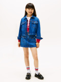 Blue Jacheta Din Denim Cu Fermoar Zip-Thru  Fete