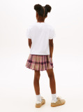 Alb Tricou Varsity Din Sateen Cu Print Leopard Si Logo  Fete