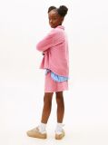 Roz Camasa Overshirt Relaxata Din Catifea Cu Patch Cu Logo  Fete