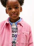 Roz Camasa Overshirt Relaxata Din Catifea Cu Patch Cu Logo  Fete