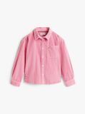 Roz Camasa Overshirt Relaxata Din Catifea Cu Patch Cu Logo  Fete