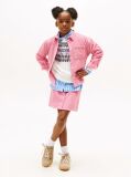 Roz Camasa Overshirt Relaxata Din Catifea Cu Patch Cu Logo  Fete