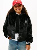 Black Faux Fur Relaxed Bomber Jacket  Girls