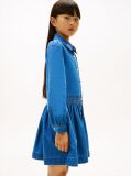 Denim Rochie Denim Cu Maneca Lunga Si Broderie Florala  Fete