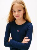 Blue Tricou Slim Cu Guler Rotund Si Logo Metalic  Fete