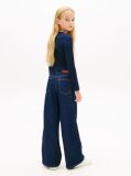 Blue Tricou Slim Cu Guler Rotund Si Logo Metalic  Fete