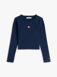 Blue Tricou Slim Cu Guler Rotund Si Logo Metalic  Fete