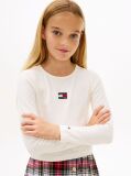 Alb Tricou Slim Cu Guler Rotund Si Logo Metalic  Fete