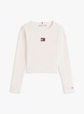 Alb Tricou Slim Cu Guler Rotund Si Logo Metalic  Fete