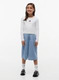 Alb Tricou Slim Cu Guler Rotund Si Logo Metalic  Fete