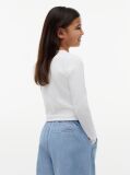 Alb Tricou Slim Cu Guler Rotund Si Logo Metalic  Fete