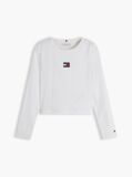 Alb Tricou Slim Cu Guler Rotund Si Logo Metalic  Fete