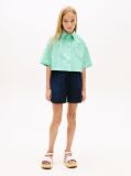 Blue Pantaloni Scurti Anglaise Cu Picior Larg Brodat  Fete