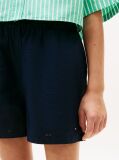 Blue Pantaloni Scurti Anglaise Cu Picior Larg Brodat  Fete