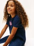 Blue T-Shirt Cu Logo Si Broderie Inima  Fete
