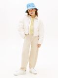 Beige Essential Loose Barrel Leg Twill Trousers  Girls