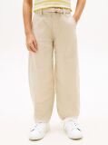 Beige Essential Loose Barrel Leg Twill Trousers  Girls