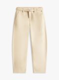 Beige Essential Loose Barrel Leg Twill Trousers  Girls