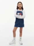 Denim Rochie Salopeta Din Denim Cu Buzunare Si Logo Heritage  Fete