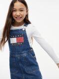 Denim Rochie Salopeta Din Denim Cu Buzunare Si Logo Heritage  Fete