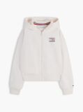 White Rhinestone Flag Relaxed Zip-Thru Hoody  Girls