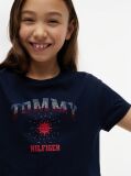 Blue Tricou Lejer Cu Logo Din Rhinestone  Fete