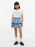 Alb Tricou Lejer Cu Logo Din Rhinestone  Fete