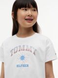 Alb Tricou Lejer Cu Logo Din Rhinestone  Fete
