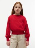 Red Pointelle Relaxed Balloon Sleeve Jumper  Girls
