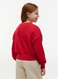Red Pointelle Relaxed Balloon Sleeve Jumper  Girls
