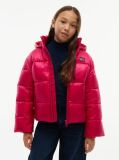 Red Heritage Shiny Relaxed Hooded Puffer Jacket  Girls