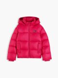 Red Heritage Shiny Relaxed Hooded Puffer Jacket  Girls