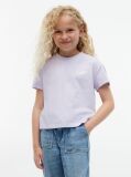 Mov T-Shirt Cu Croiala Lejera Si Imprimeu Pe Spate  Fete